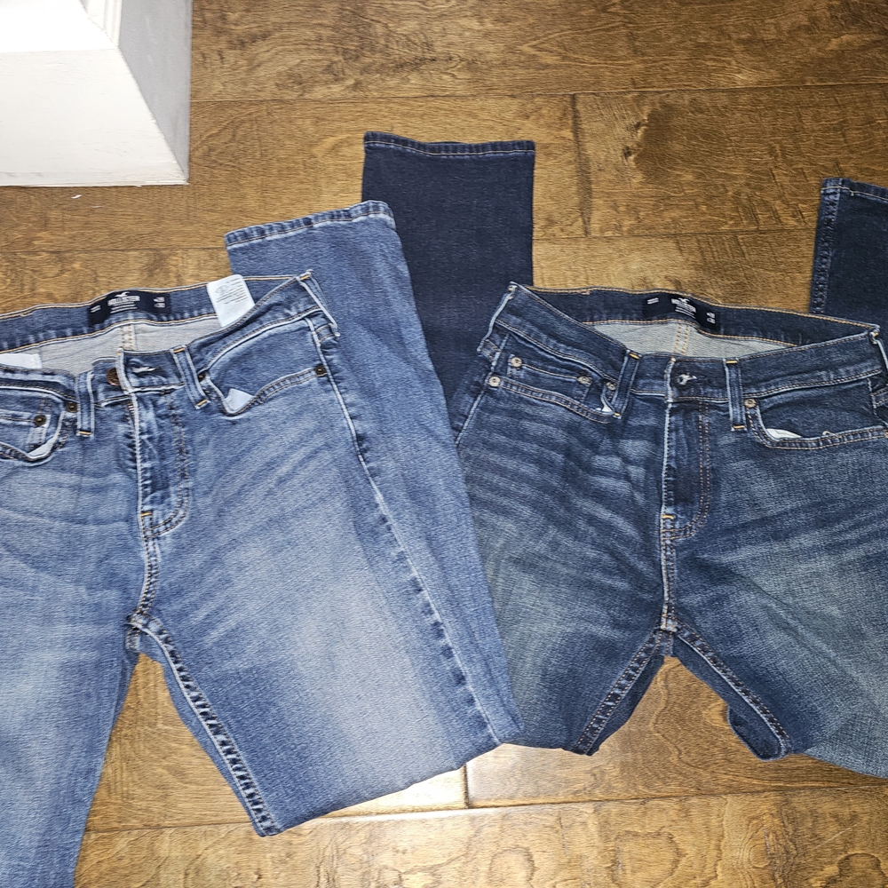 Hollister Blue Denim Jeans Set X2 Slim Straight. Worn A Few Times. Good …